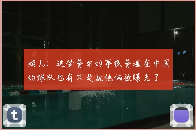 娟儿:追梦普尔的事很普遍在中国的球队也有只是就他俩被曝光了