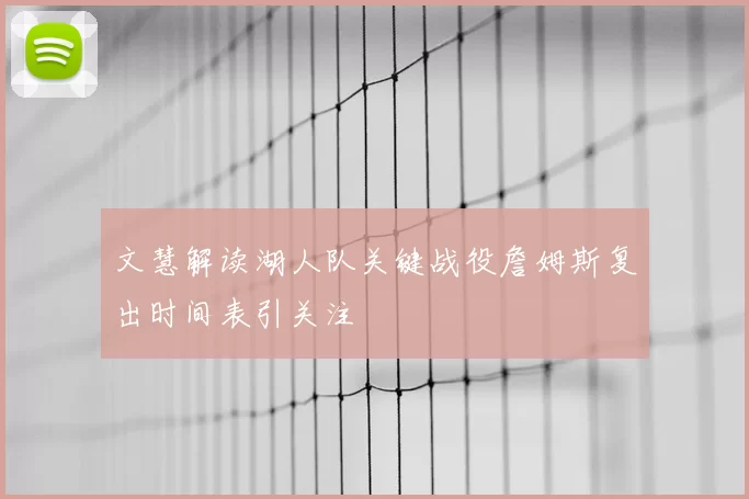 文慧解读湖人队关键战役詹姆斯复出时间表引关注